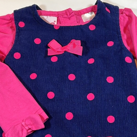 🎀Nannette Girls Navy and Pink Corduroy Dress Size 24m - Picture 2 of 8